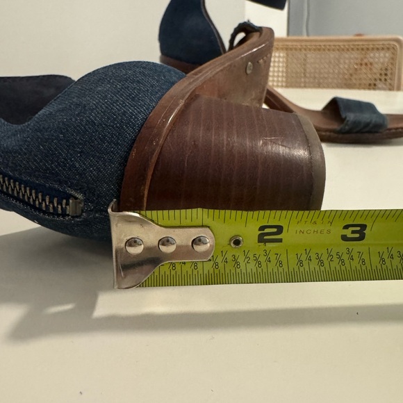 Frye Brielle Back Zip Denim and Suede Block Heel Sandal - Picture 7 of 9